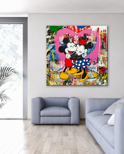 Banksy Graffiti Funny Mickey Mouse Canvas Art Print, Luxury Painting Fashion Prints Cartoon Birthday Christmas Gift Pictures Home Decor