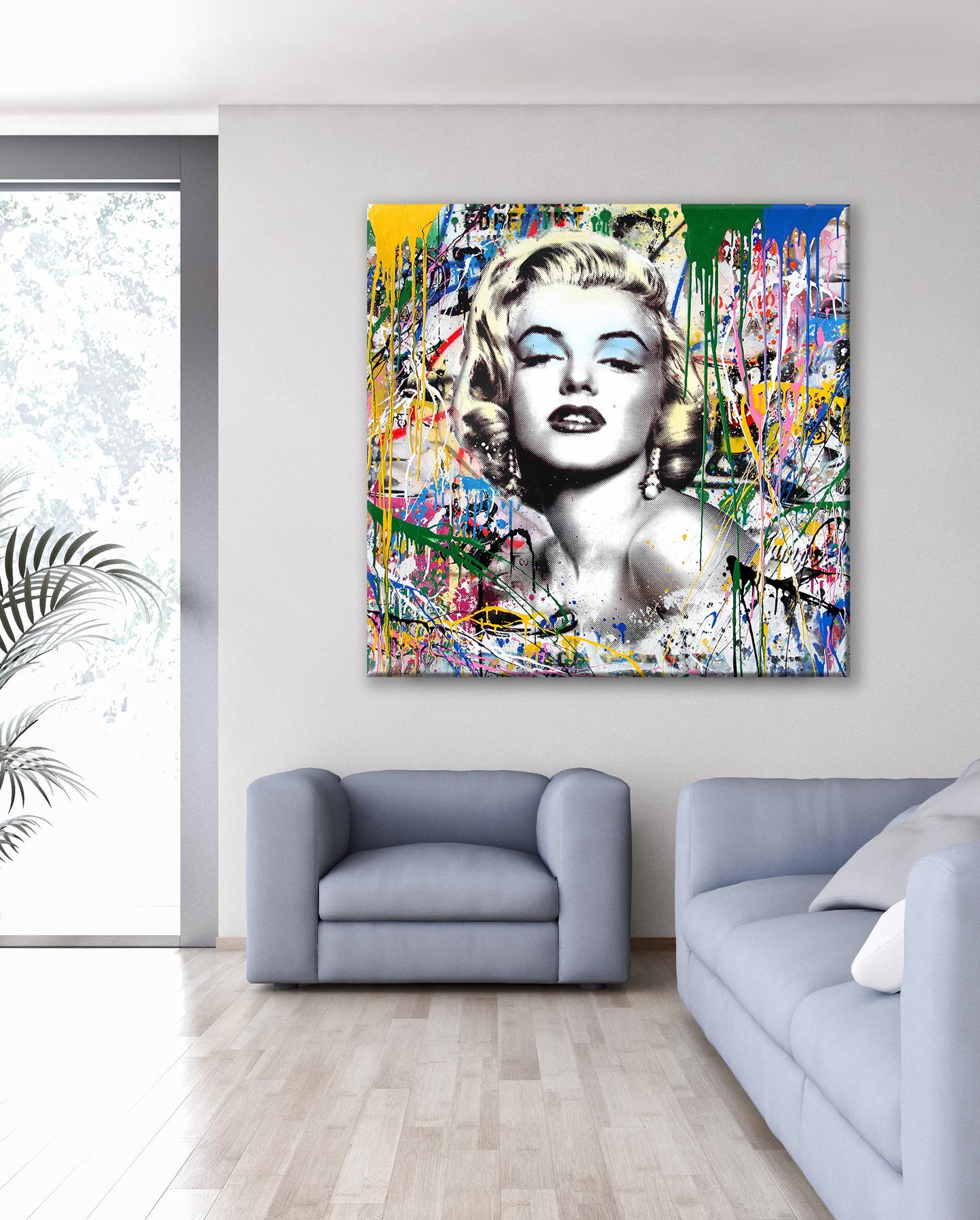 Banksy Square Marilyn Monroe Graffiti Pop Art Canvas, Banksy Style Pop Art - 89