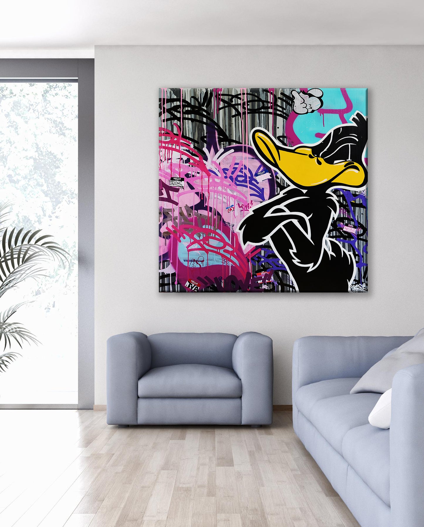 Daffy Duck Popart Painting Canvas Print, Luxury Painting Fashion Prints Dorlock Homes - 121