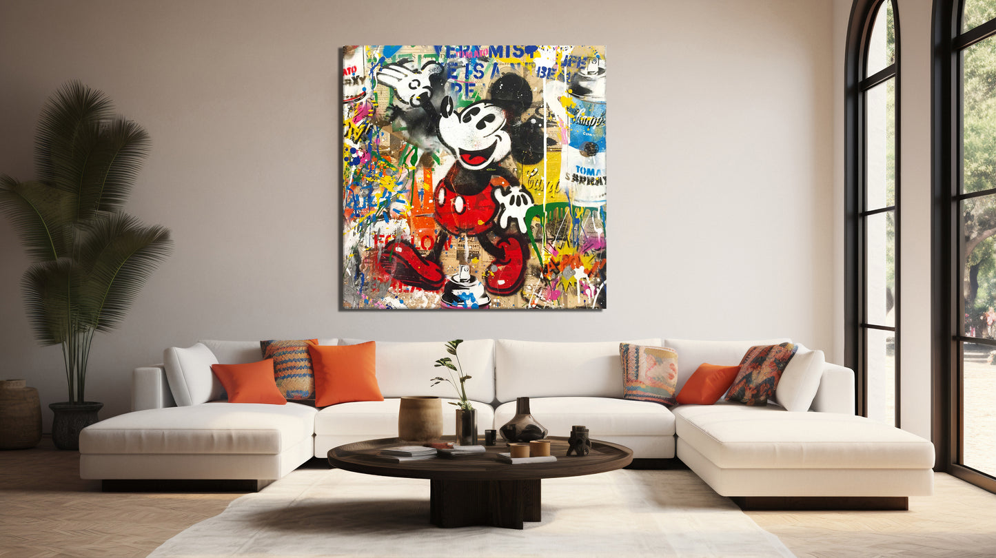 Mickey Mouse Vintage Pop Art Canvas Print, Luxury Painting Fashion Prints - 107