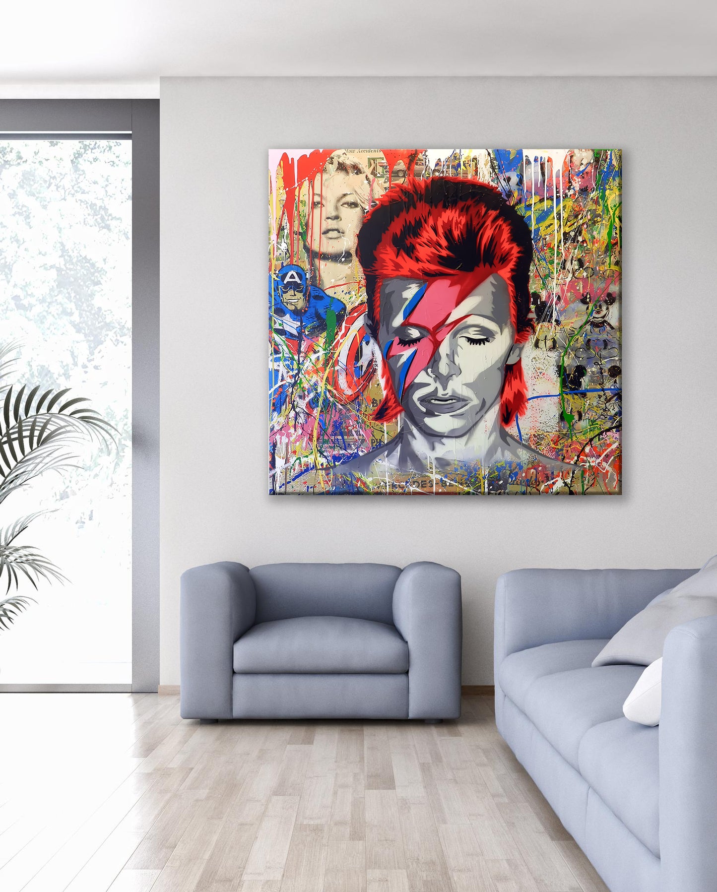 Banksy Graffiti David Bowie Canvas Wall Art, Luxury Painting Fashion Prints, David Bowie - 87