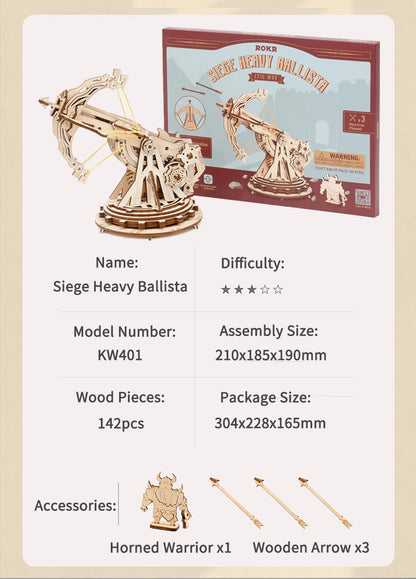 Siege Heavy Ballista 3D Wooden Puzzle War Game Assembly Toys Gifts for Children Boys Kids KW401