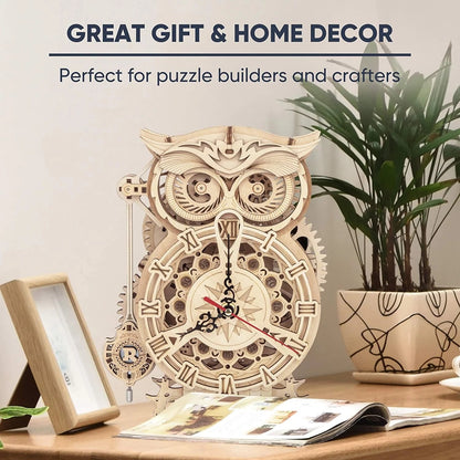 Creative DIY Toys 3D Owl Wooden Clock Building Block Kits For Children Christmas Gifts Home Decoration LK503