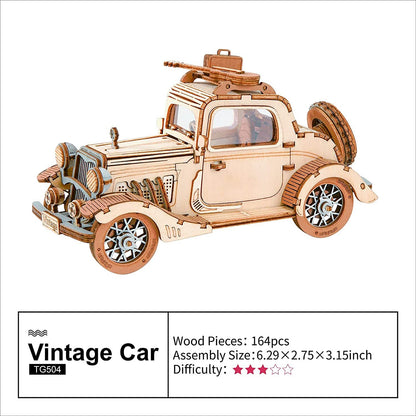 Rolife Vintage Car Model 3D Wooden Puzzle Toys For Chilidren Kids