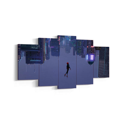 Spider-Man Into the Spider-Verse Poster, Miles Morales Wall Art, Rolled Canvas Print, Movie Poster Gift, 5 Pieces Canvas