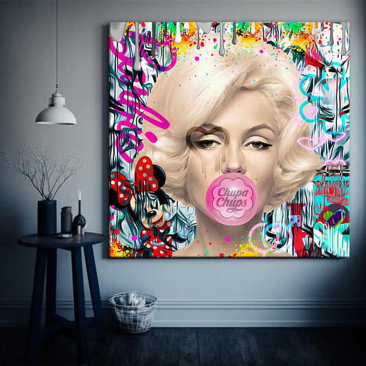 Square - Marilyn Monroe - Chupa Chups Pop Art Canvas Print, Banksy Art - 251