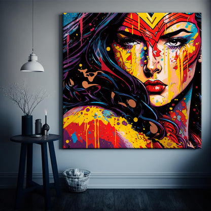 Wonder Woman Oil Paint Canvas Print Graffiti Square Canvas Art - 150