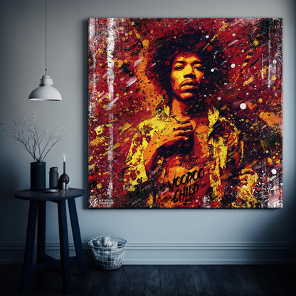 Jimi Hendrix Abstract Painting Canvas Wall Art, Square Canvas Wall Art - 159