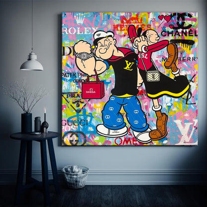 Square - Popeye - Strong As Spinach Pop Art Canvas Print - 257