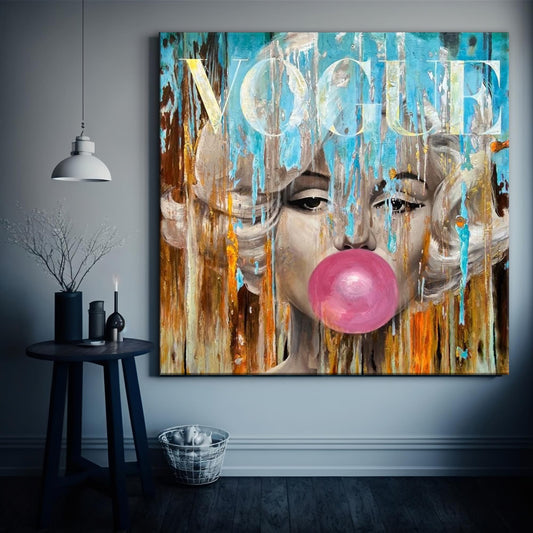 Marilyn Monroe - Abstract Touch Pop Art Canvas Wall Art, Lips Graffiti Pop Art Decor - 282