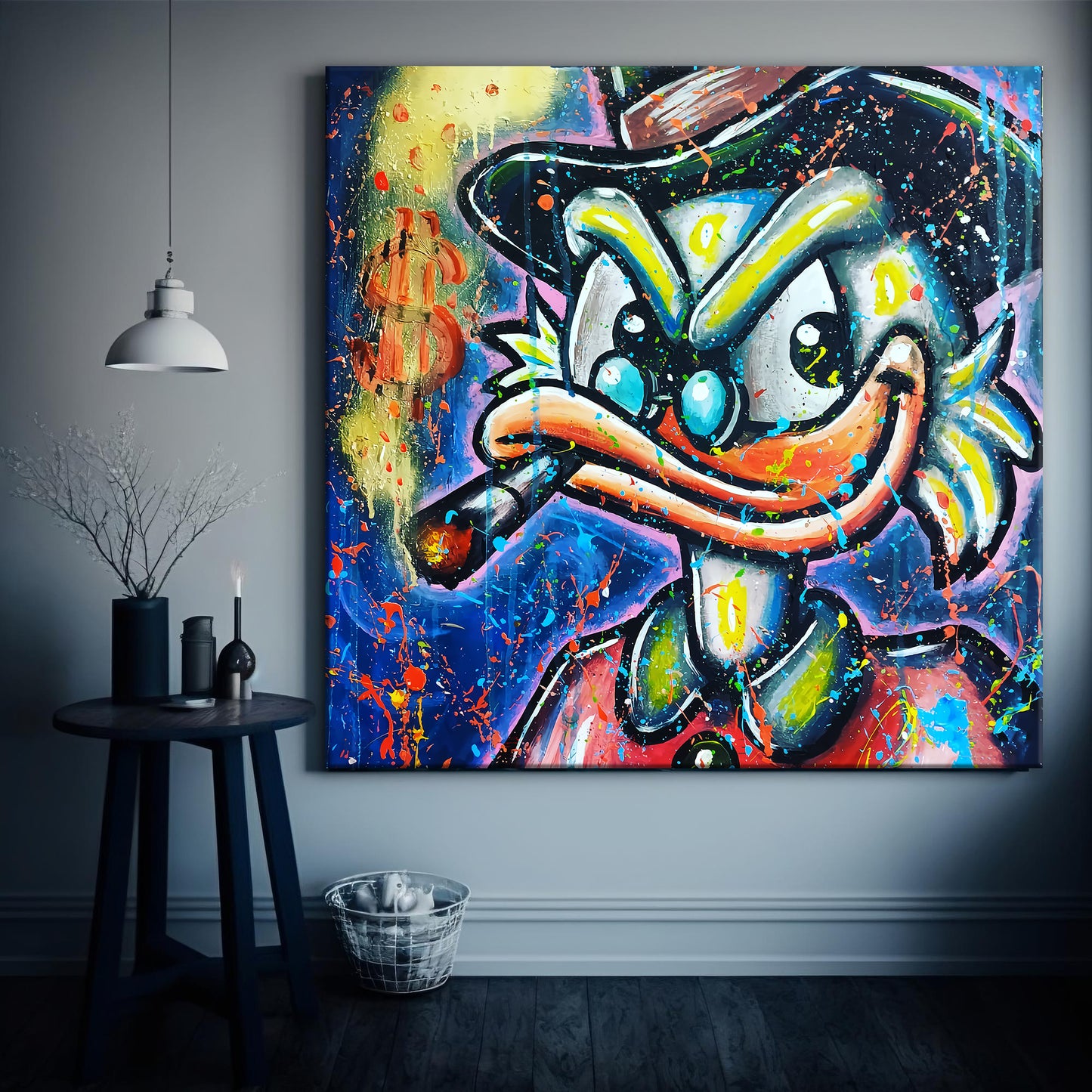 Banksy Square Mcduck Graffiti Painting Canvas Print, Banksy Style Pop Art - 88