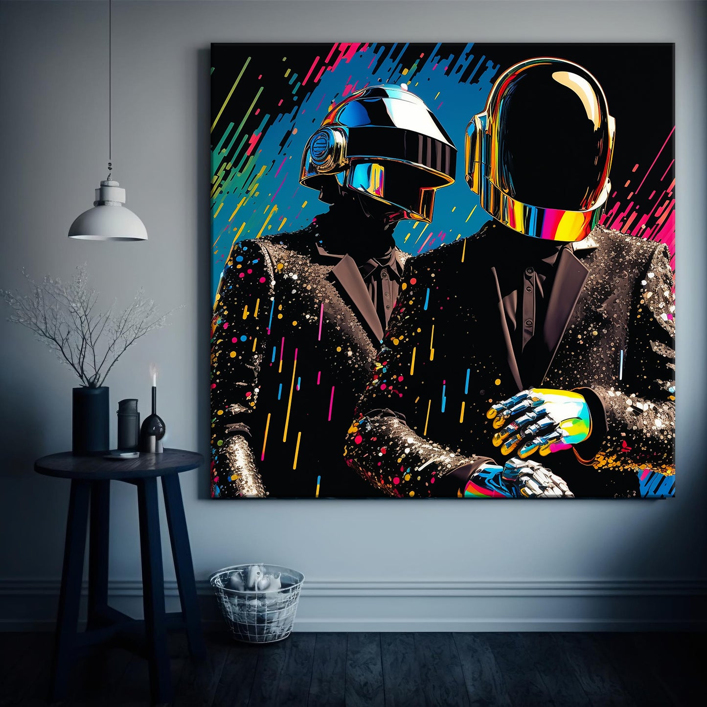 Daft Punk Oil Paint Canvas Print Graffiti Square Canvas Art, Banksy Art - 149