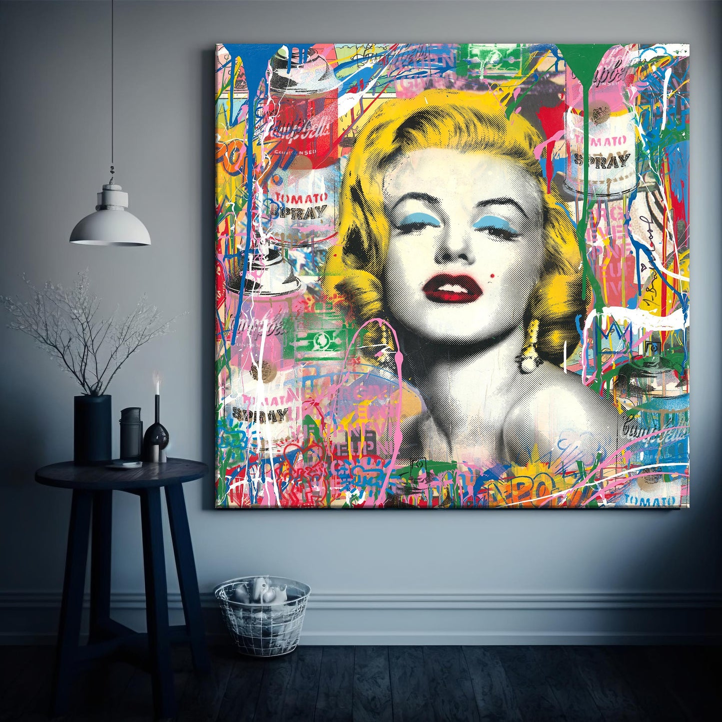 Marilyn Monroe Square Pop Art Canvas Print, Banksy Art, Marilyn Monroe Graffiti - 124