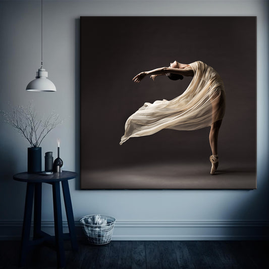 Ballerina Dancing Canvas Wall Art, In Silk Dress Modern Design Home Decor PPL-113