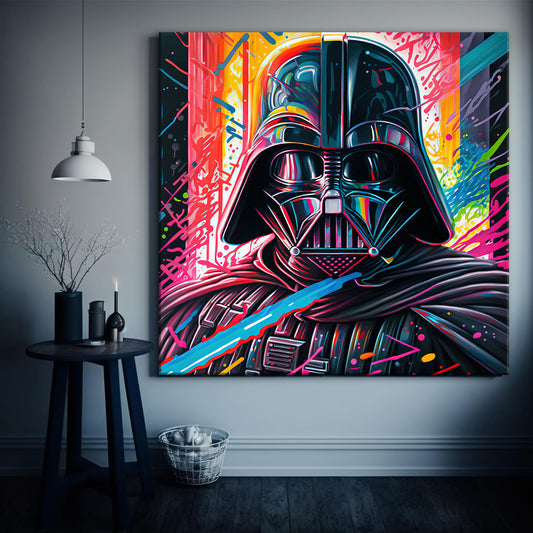 Darth Vader Colorful Oil Paint Canvas Print Graffiti Square Canvas Art - 138