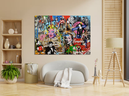 Lets Talk Fashion Pop Art Multi Character Graffiti Pop Art Canvas Wall Art - 266