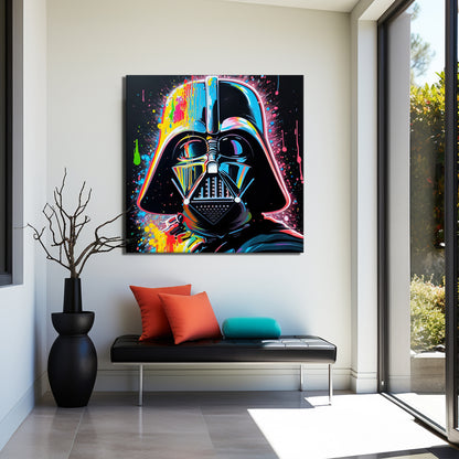 Darth Vader Pop Art Colorful Graffiti Square Canvas Art, Banksy Art - 134