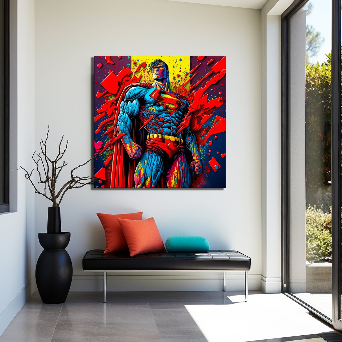 Superman Colorful Oil Paint Canvas Print Graffiti Square Canvas Art - 148