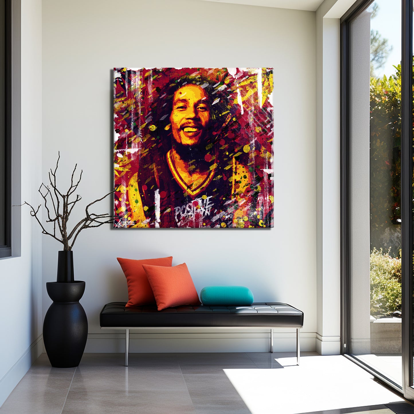 Bob Marley Abstract Painting Canvas Wall Art, Square Canvas Wall Art - 155