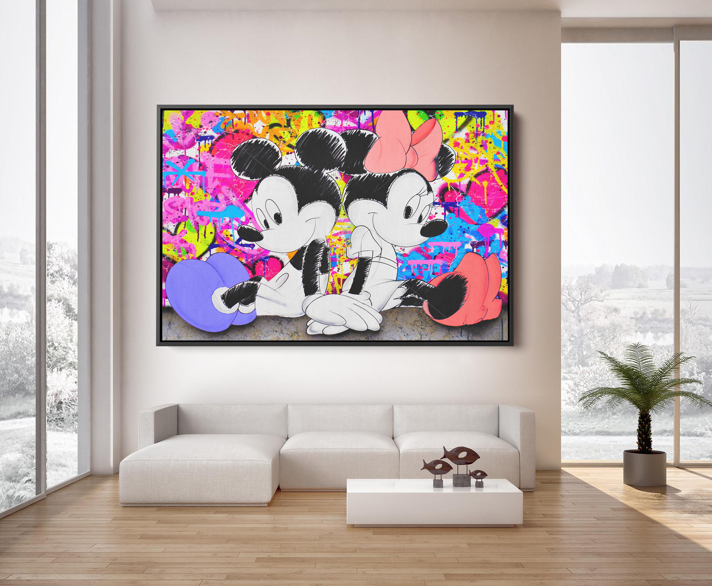 Mickey Mouse Hand Drawing  Graffiti Pop Art, Graffiti Canvas Art - 330