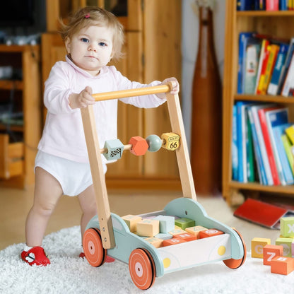 Wooden Baby Walker Push With ABC 123 Traffic Sign Gifts For Todders 3 Year