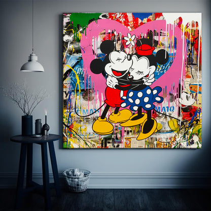 Banksy Graffiti Funny Mickey Mouse Canvas Art Print, Luxury Painting Fashion Prints Cartoon Birthday Christmas Gift Pictures Home Decor