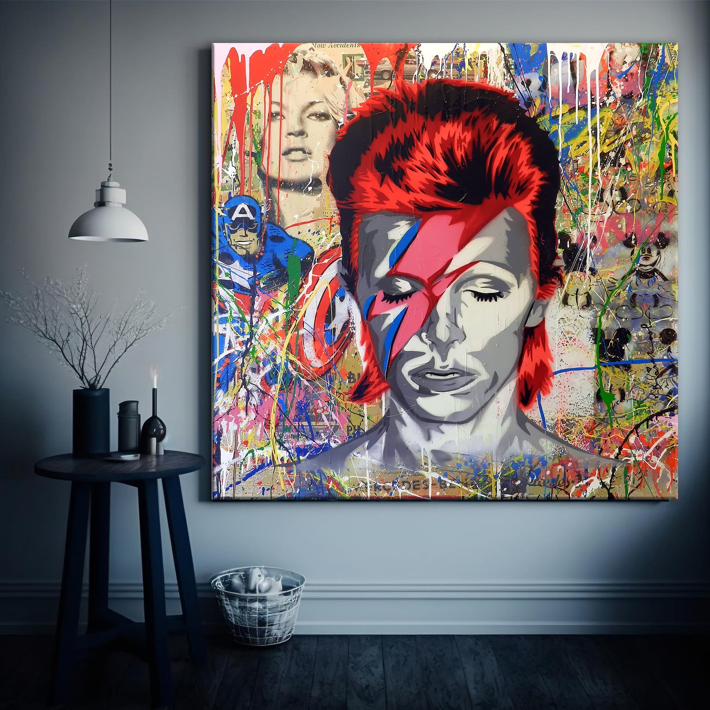 Banksy Graffiti David Bowie Canvas Wall Art, Luxury Painting Fashion Prints, David Bowie - 87