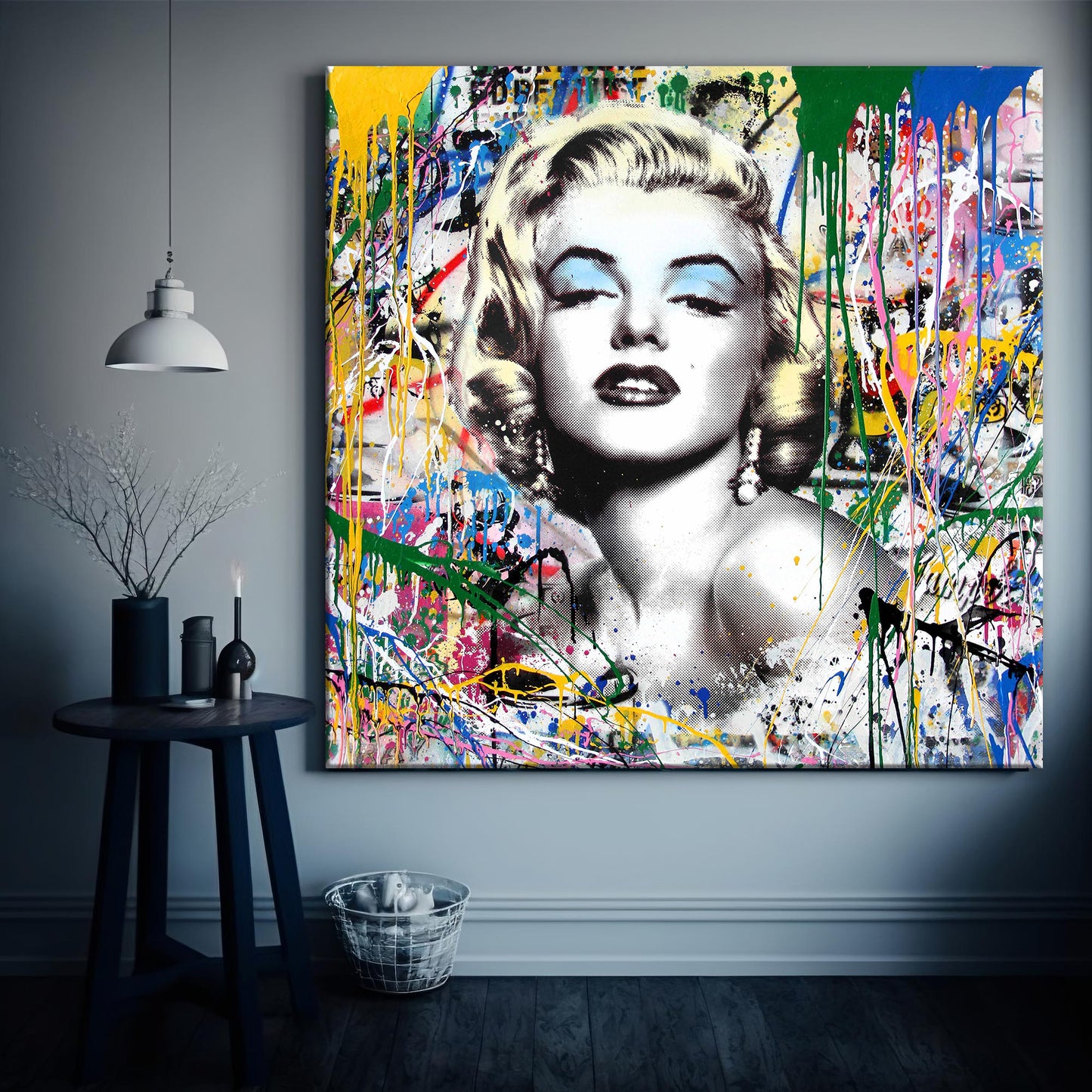 Banksy Square Marilyn Monroe Graffiti Pop Art Canvas, Banksy Style Pop Art - 89