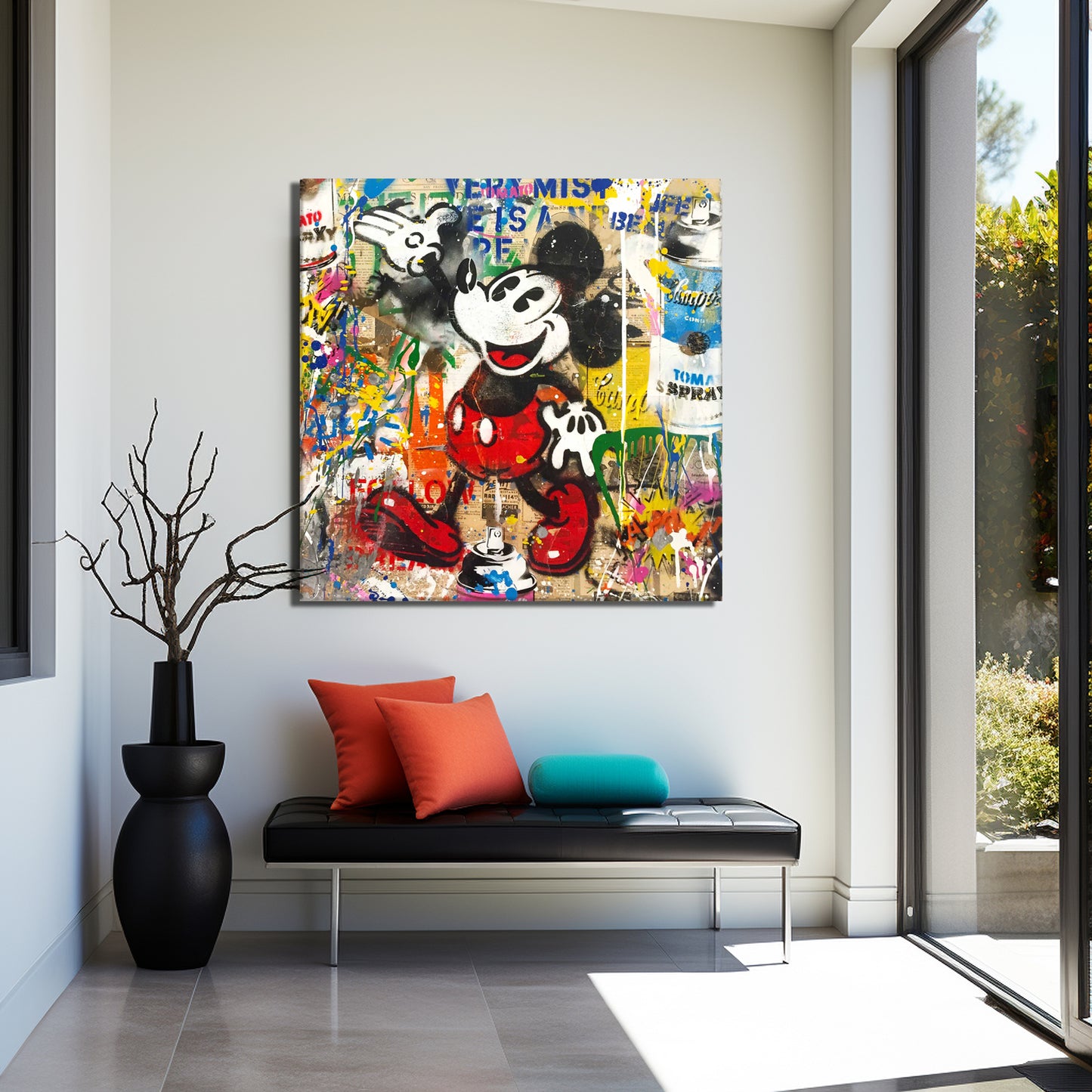 Mickey Mouse Vintage Pop Art Canvas Print, Luxury Painting Fashion Prints - 107