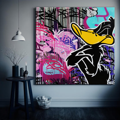 Daffy Duck Popart Painting Canvas Print, Luxury Painting Fashion Prints Dorlock Homes - 121