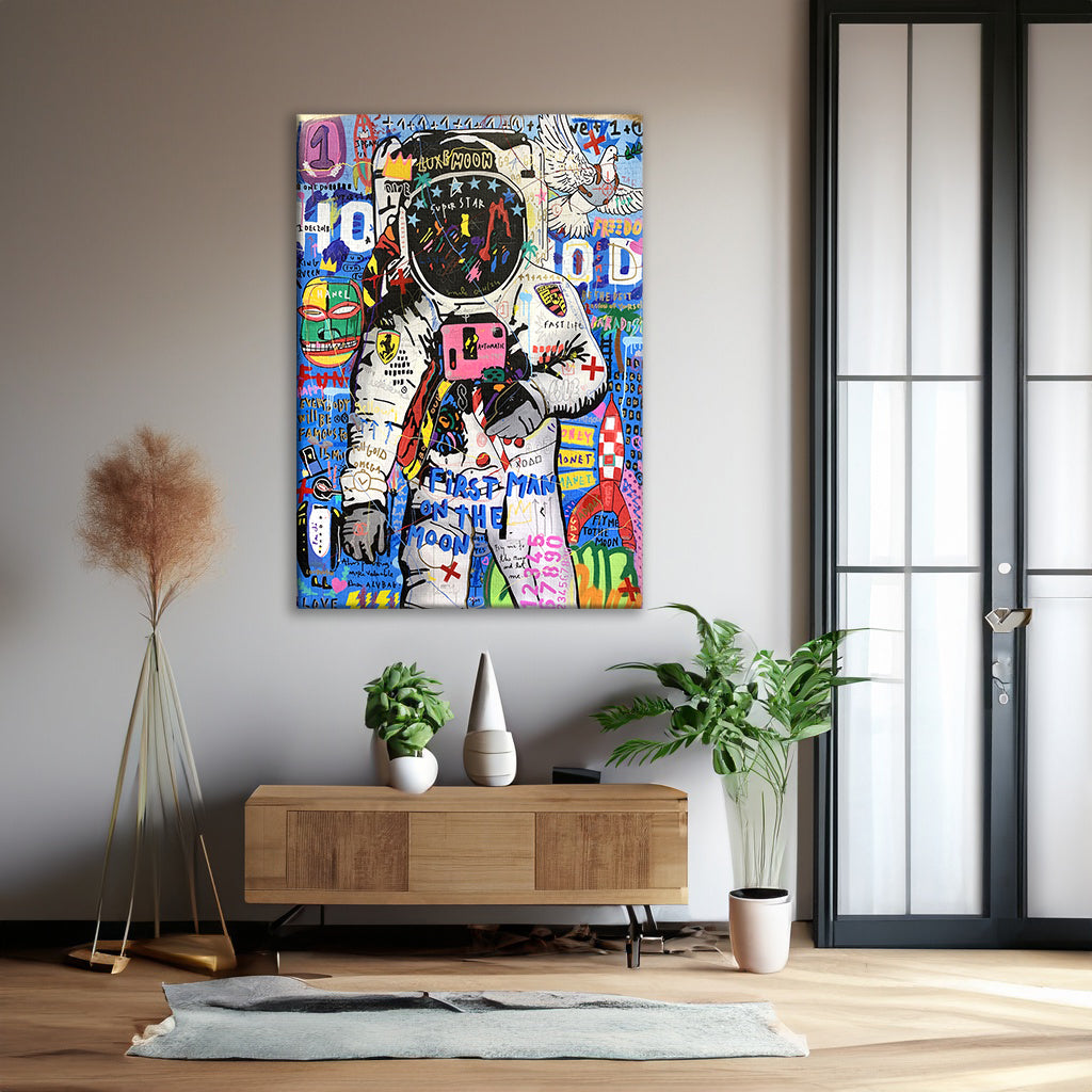 Banksy Astronaut Pop Art Oil Painting, Graffiti Wall Art, Astronaut Pop Art, Home Decor - Pop 007