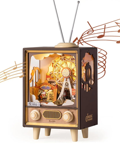 Rolife Sunset Carnival Music Boxes With Lights For Kids Adults Home Decoration Luxurious Design 3D Wooden Puzzle Toys