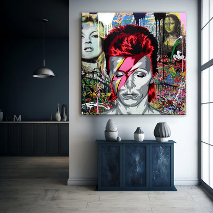 Banksy Graffiti David Bowie and Kate Moss Canvas Wall Art, Luxury Painting Fashion Prints - 128