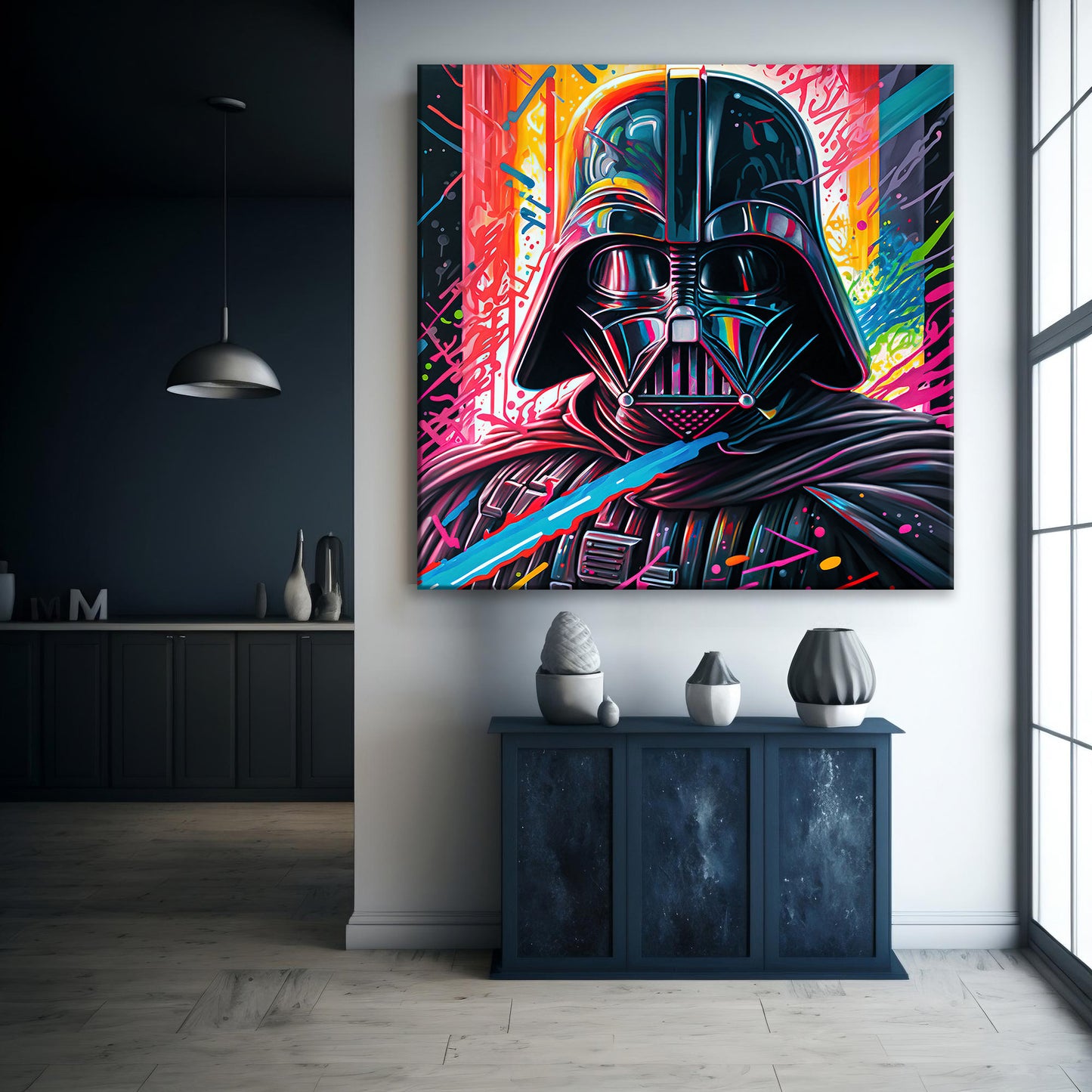 Darth Vader Colorful Oil Paint Canvas Print Graffiti Square Canvas Art - 138