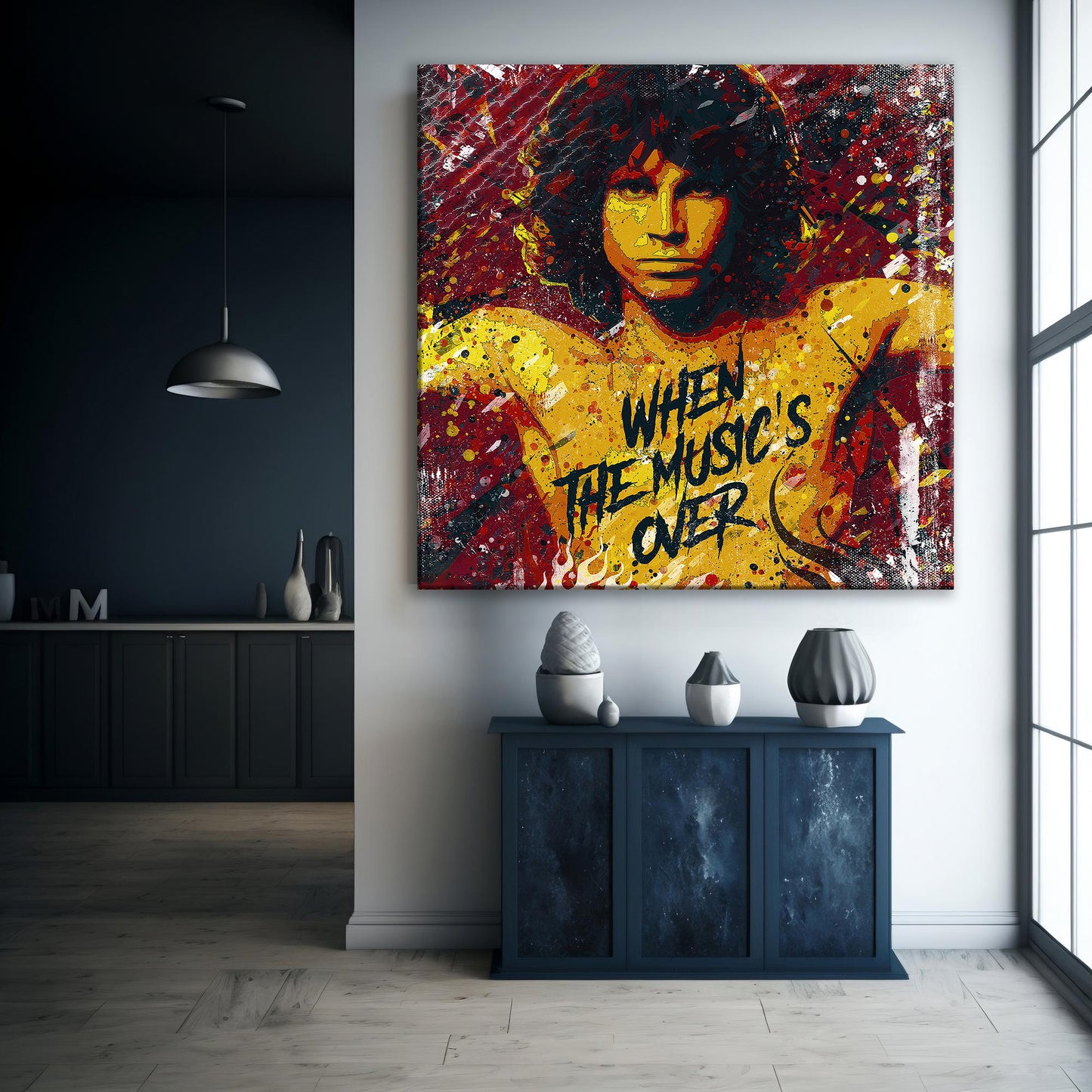 Jim Morrison Abstract Painting Canvas Wall Art, Square Canvas Wall Art - 158