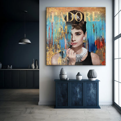 Audrey Hepburn - Makeup Pop Art Canvas Wall Art, Lips Graffiti Pop Art - 283