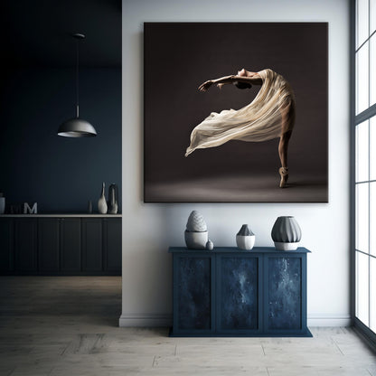 Ballerina Dancing Canvas Wall Art, In Silk Dress Modern Design Home Decor PPL-113