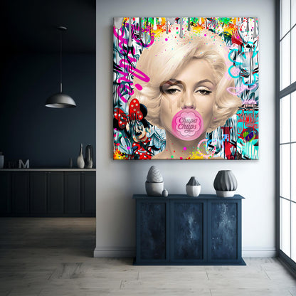 Square - Marilyn Monroe - Chupa Chups Pop Art Canvas Print, Banksy Art - 251