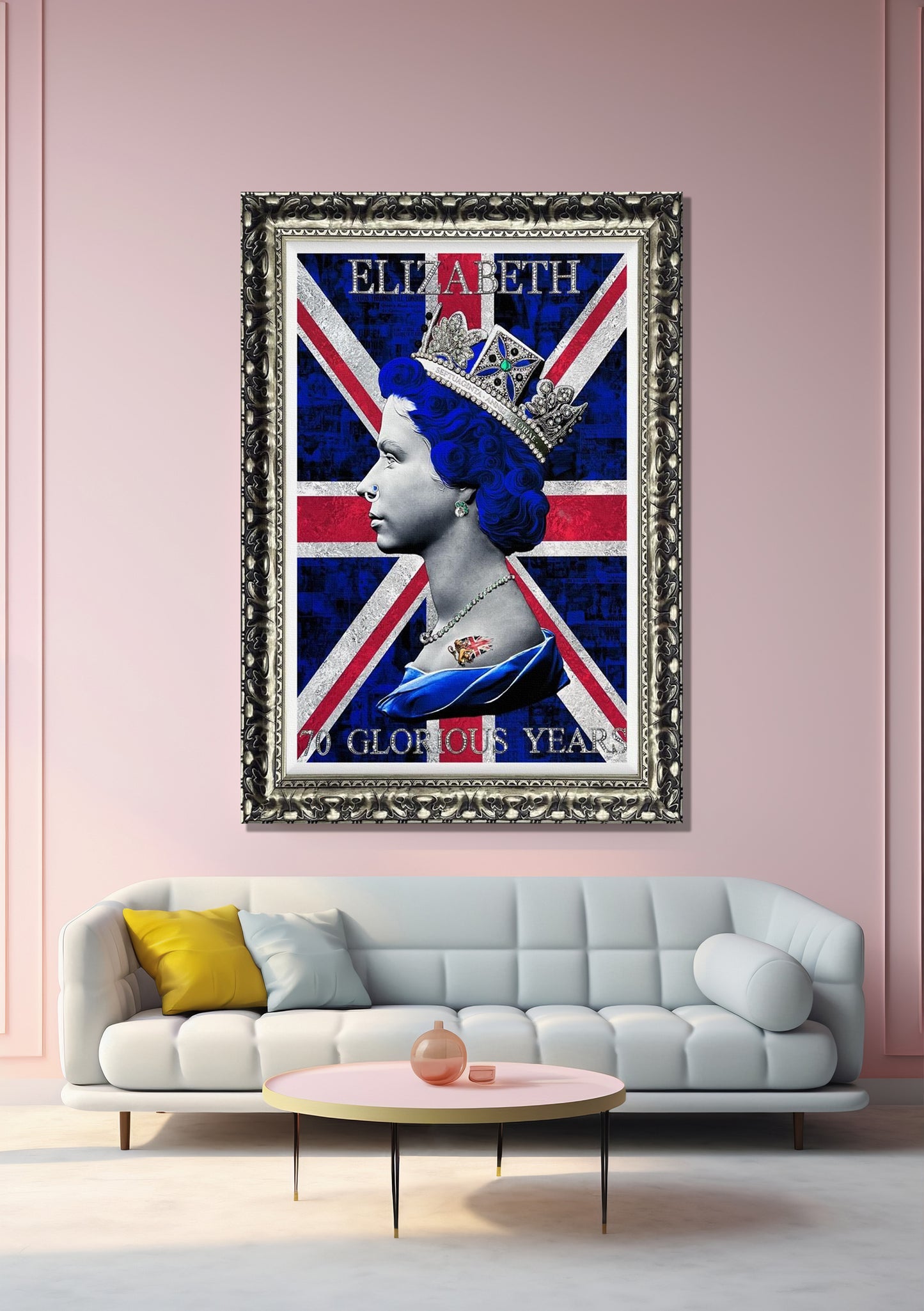 Queen Elizabeth Young Canvas Print, Banksy Canvas Wall Art -307