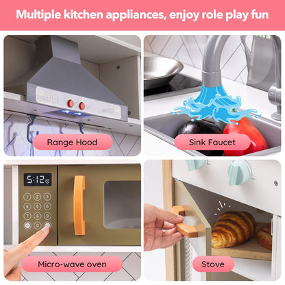 3D Wooden Pretend Play Kitchen Playset For Toddlers Kids Education Toys