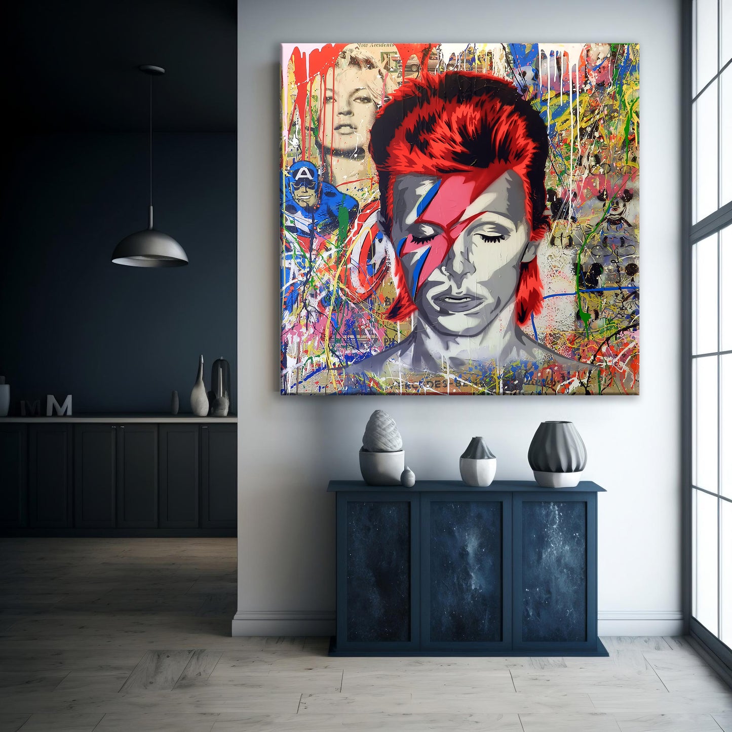 Banksy Graffiti David Bowie Canvas Wall Art, Luxury Painting Fashion Prints, David Bowie - 87