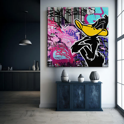 Daffy Duck Popart Painting Canvas Print, Luxury Painting Fashion Prints Dorlock Homes - 121