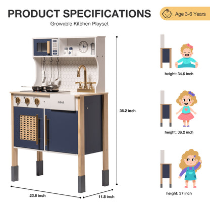 DIY Pretend Play Kitchen Cooking Toy Set Gift For Boys And Girls Blue