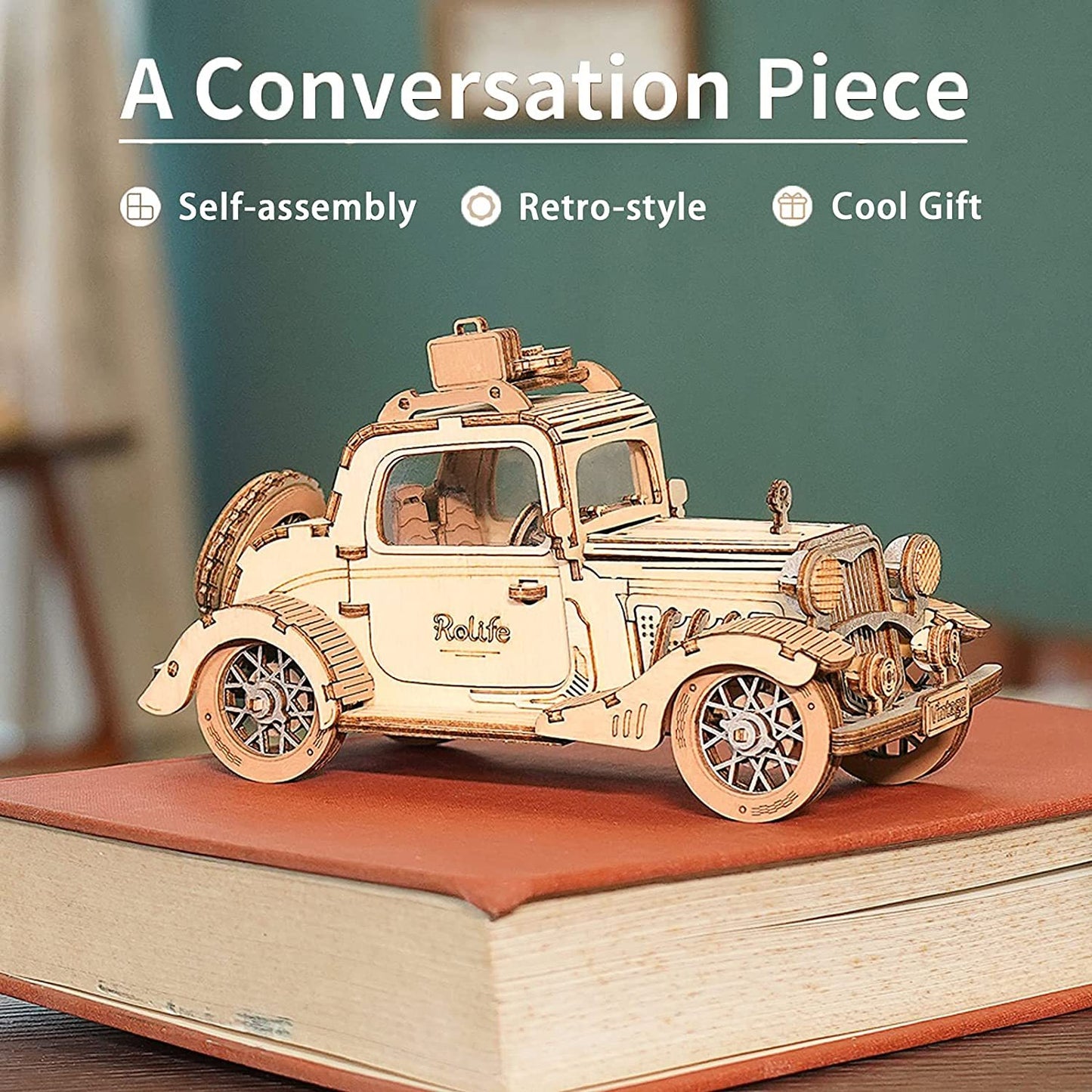 Rolife Vintage Car Model 3D Wooden Puzzle Toys For Chilidren Kids