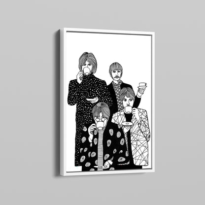 Beatles Line Drawing canvas Art , The Beatles Drinking Tea Print - PPL35