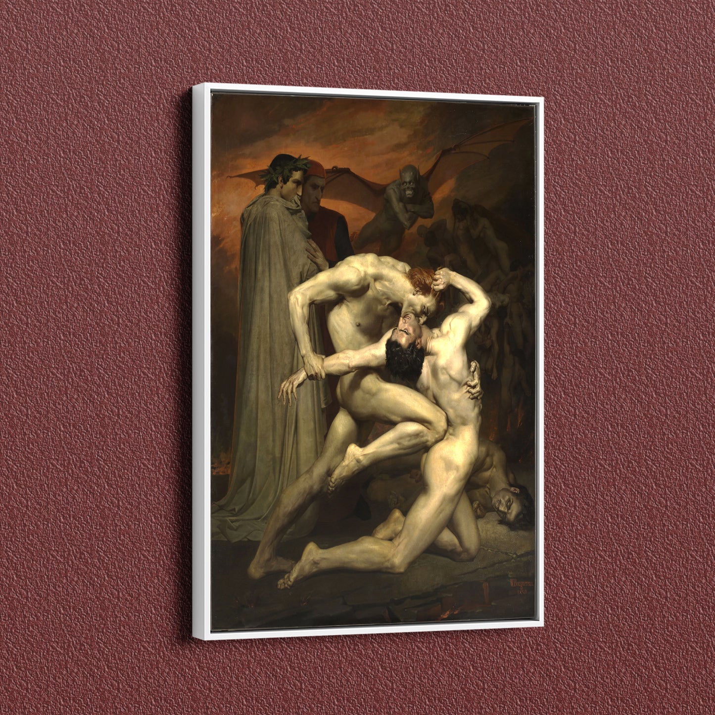 Dante and Virgil in Hell by William Adolphe Bouguereau, Vintage Wall art - PPL45