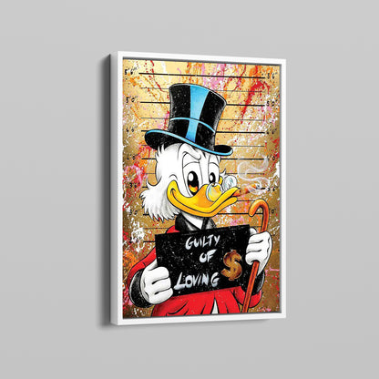 Guilty of Loving Mcduck Canvas Wall Art, Banksy Style Pop Art - 176