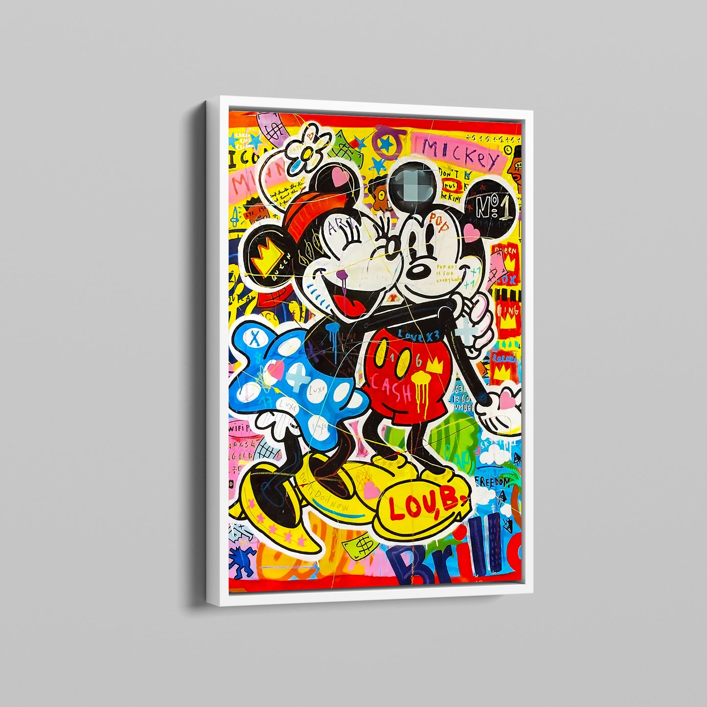 Mickey and Minnie Mouse Lovers Pop Art Oil Painting, Couple Wall Art Painting Gift - Pop 025