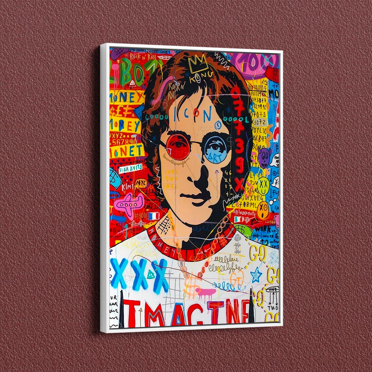 John Lennon Pop Art Oil Painting, Banksy Style  Street Graffiti Wall Art Pop 015