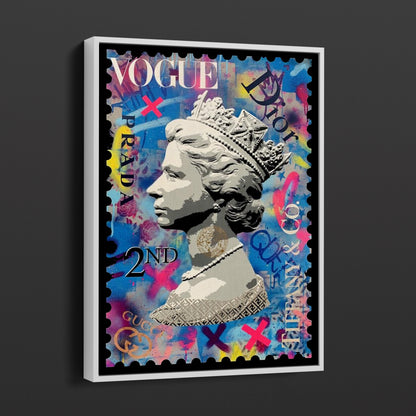 Her Majesty - Queen Elizabeth - Blue Royalty Postage Stump Canvas Print - 303